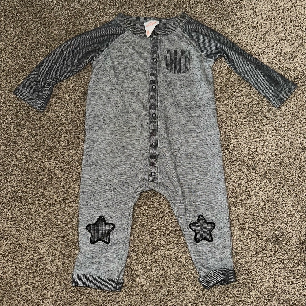 Gray baby One Piece with Star Accents